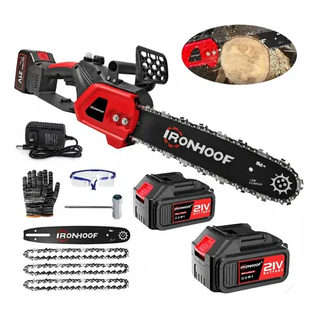 Moto Serra Elétrica 12 Polegadas Motoserra Eletrica Portátil Brushless 2 Baterias 3 Correntes