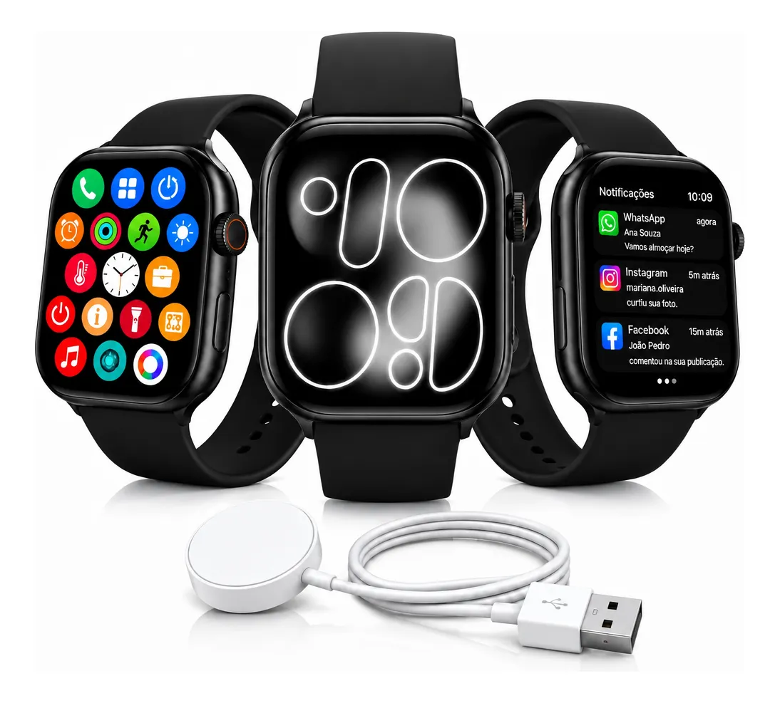 Relógio Smartwatch Pro Série 11 Tela 2.01 Gps Nfc Bluetooth Preto Serie 11 Pro