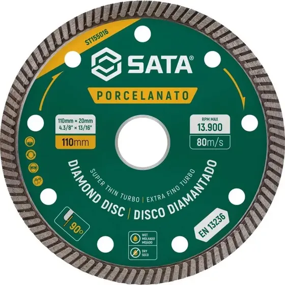 Disco Corte Diamantado Porcelanato 110 Sata St155016 Verde