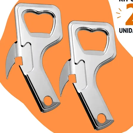Kit 2 Abridor Lata E Garrafas Aço Inox Resistente Manual Universal Abridor Cerveja Boa Dica