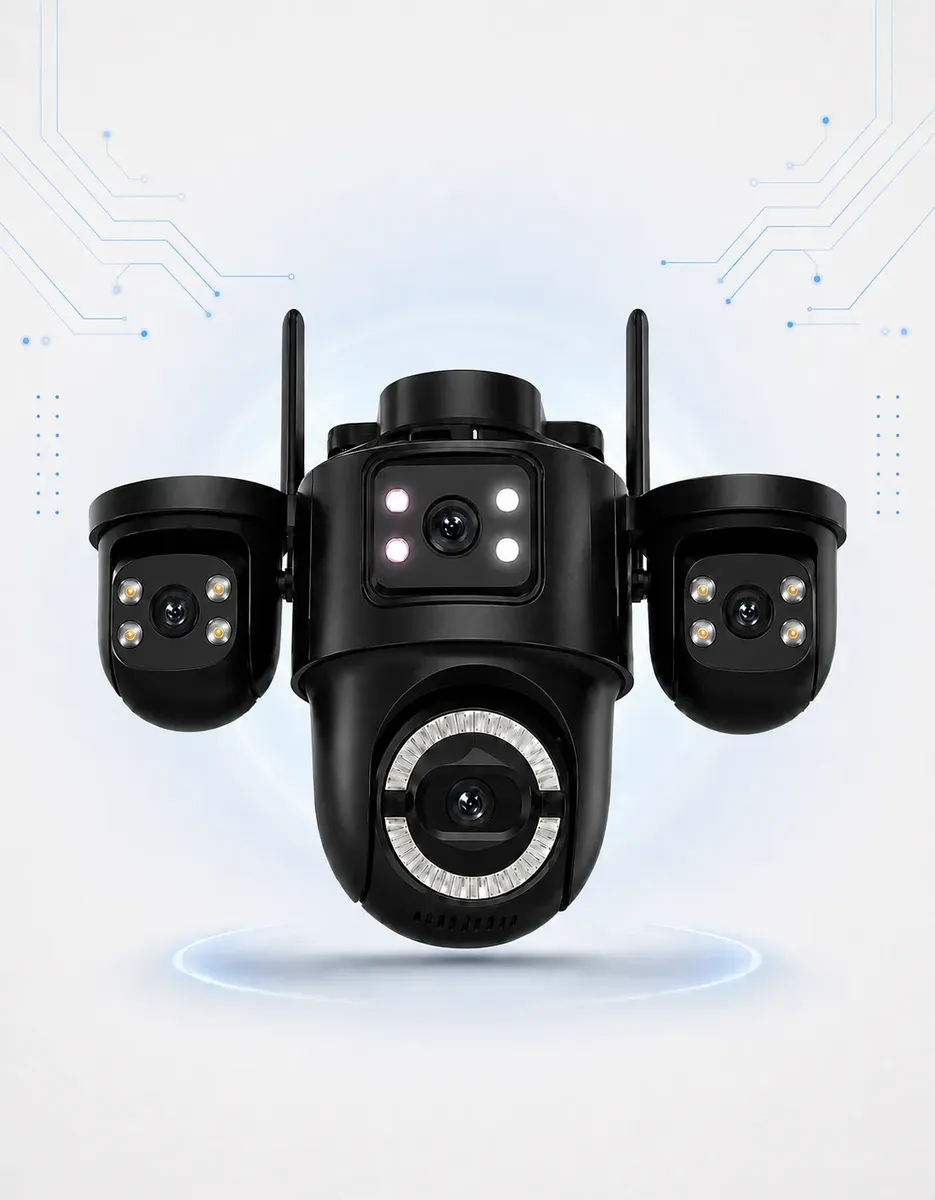 Câmera Segurança Wifi 16 Mp 3 Lentes 360 Icsee Zoom 6x Uhd Câmera De Segurança Wi-fi Multi-lens 16mp Com App Icsee