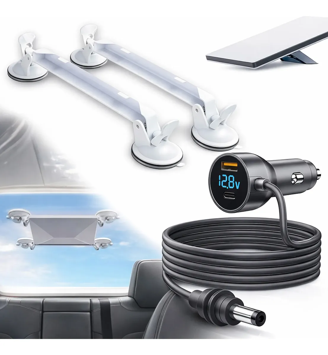 Kit Suporte + Cabo 3m Starlink Mini Ventosa 12v/24v