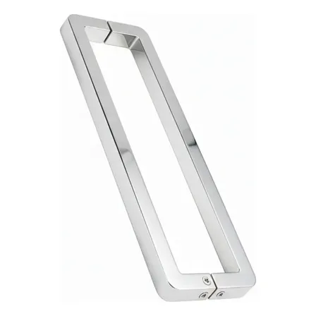 Puxador Portão Porta Pivotante Madeira Vidro Inox 30cm U Prateado