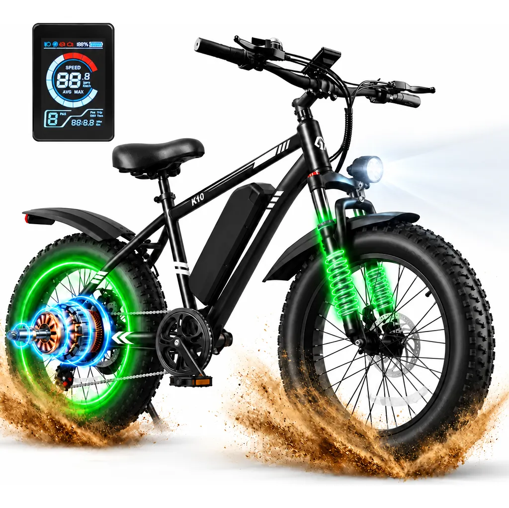 Bicicleta Elétrica Amyet K10 1000w 48v 45km/h 15ah Fat Tire Preto 20 "