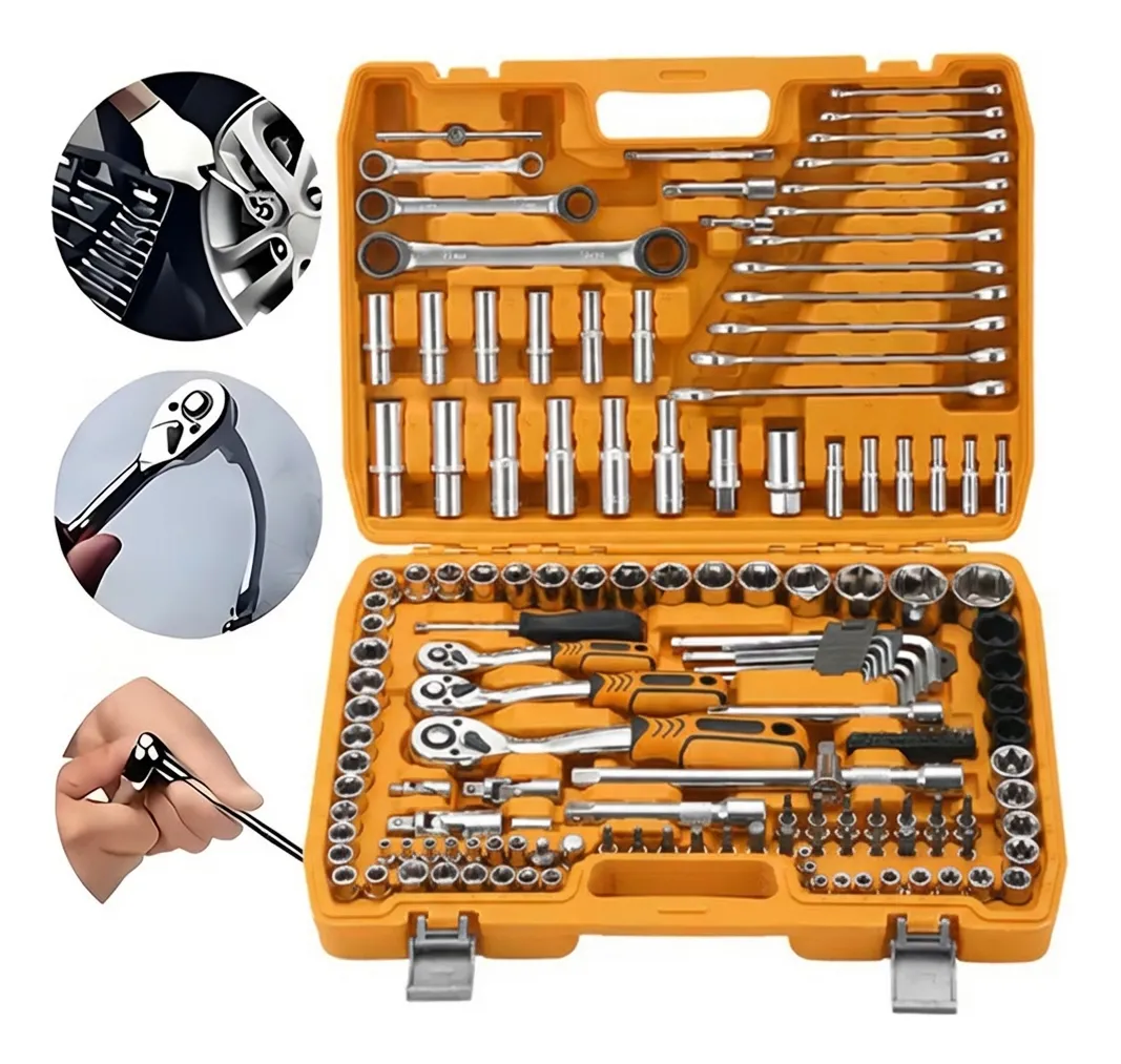 Kit Ferramentas Soquetes 61a216pcs Jogo Aço Maleta Compacto 151-pcs