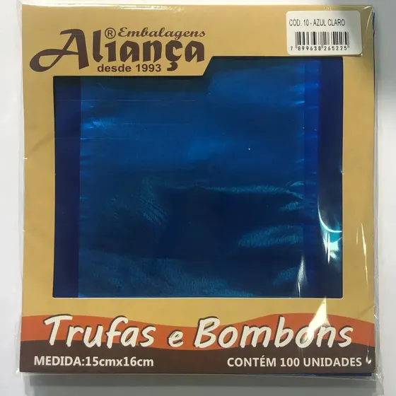 Embalagem Para Trufas E Bombom 15x16cm 100 Unidades Aliança Cor Azul-claro