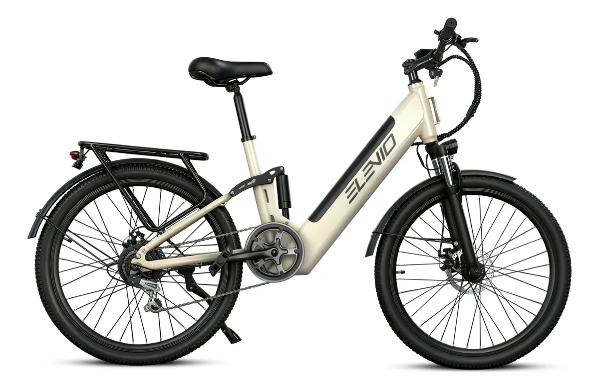 Bicicleta Elétrica Mankeel E-bike 26 Suspensão Dupla 32km/h Cáqui 17