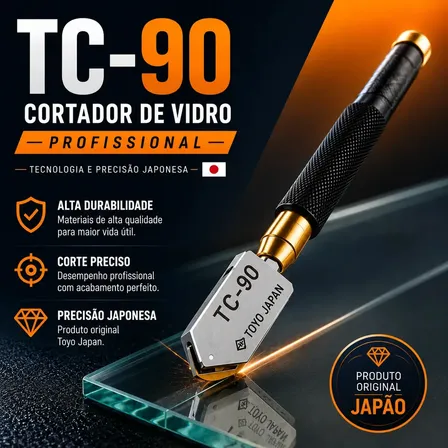 Cortador Vidro Tc-90 Toyo Japan Profissional Corte Preciso Precisão Japonesa