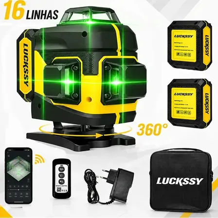 Nível A Laser 16 Linhas 360° Profissional Autonivelante 40 m 2 Baterias Recarregável