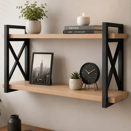 Prateleira De Parede Estilo Industrial Moderna Rústica 80cm