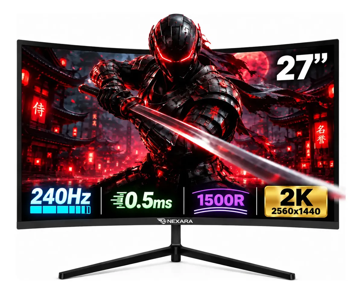 Monitor Gamer Curvo 27' 240hz 0,5ms 2k 2560x1440 Freesync Pc Preto 127/220v