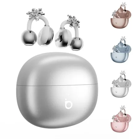 Fone De Ouvido Basike Ows Bluetooth Esporte Sem Fio C/ Microfone E Clipe, 30 Horas De Bateria E Ipx5 Prateado (acessórios De Floco De Neve) Prateado-a