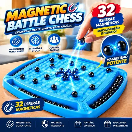 Jogo De Tabuleiro Magnético Infantil Lógica E Estratégia 32 Ímãs Brinquedo Educativo Raciocínio Lógico e Concentração Para Família Com Roleta Kit Tabuleiro Educativo Infantil E Adulto