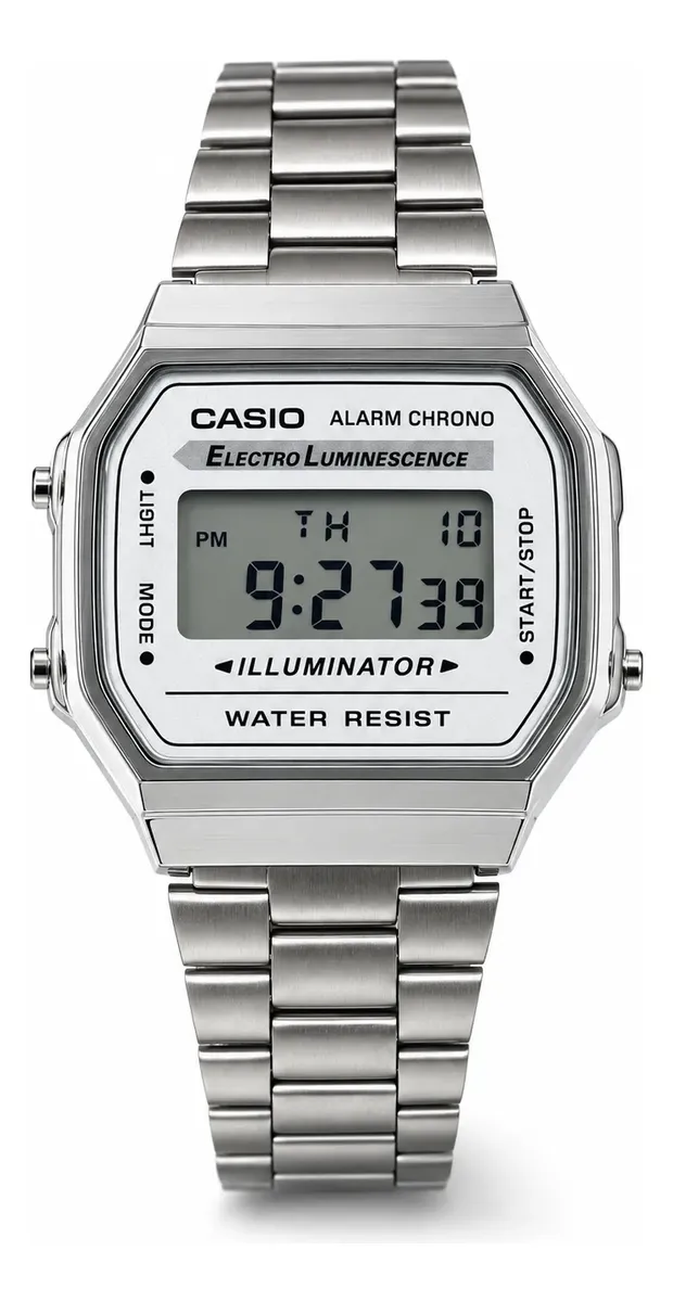 Relogio Casio Vintage A168 Digital Todo Prata Unissex