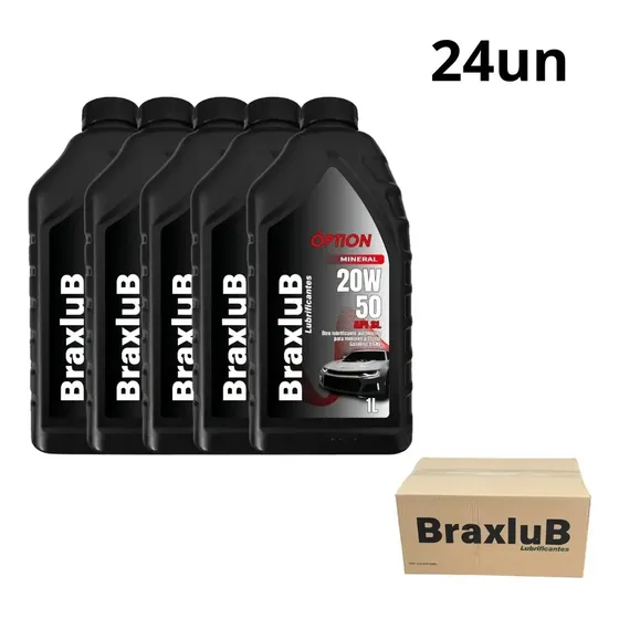 Caixa 24un Oleo Motor 20w50 Mineral Sl Sae 1l Litro Braxlub