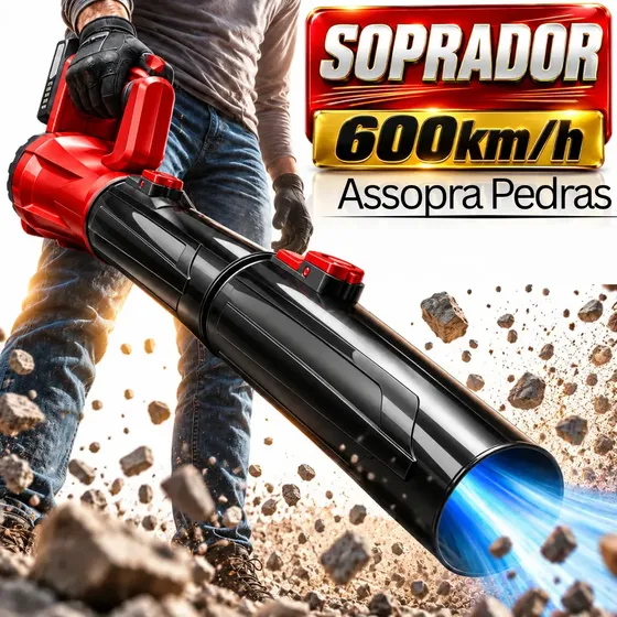 Soprador Airflux 4.0 CARPIEN Turbo Brushless 2500W 600 km/h Sem Fio, 2 Baterias Recarregáveis 48V, Velocidade Variável e Carregador Bivolt – pra Secar Carro, Limpar Pó, Sujeira, Folhas e Churrasqueira
