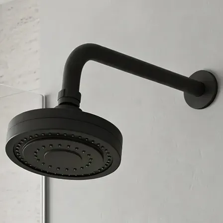 Chuveiro De Parede Redondo Preto Fosco Com Aço Inoxidável Jato Ajustável Design Moderno