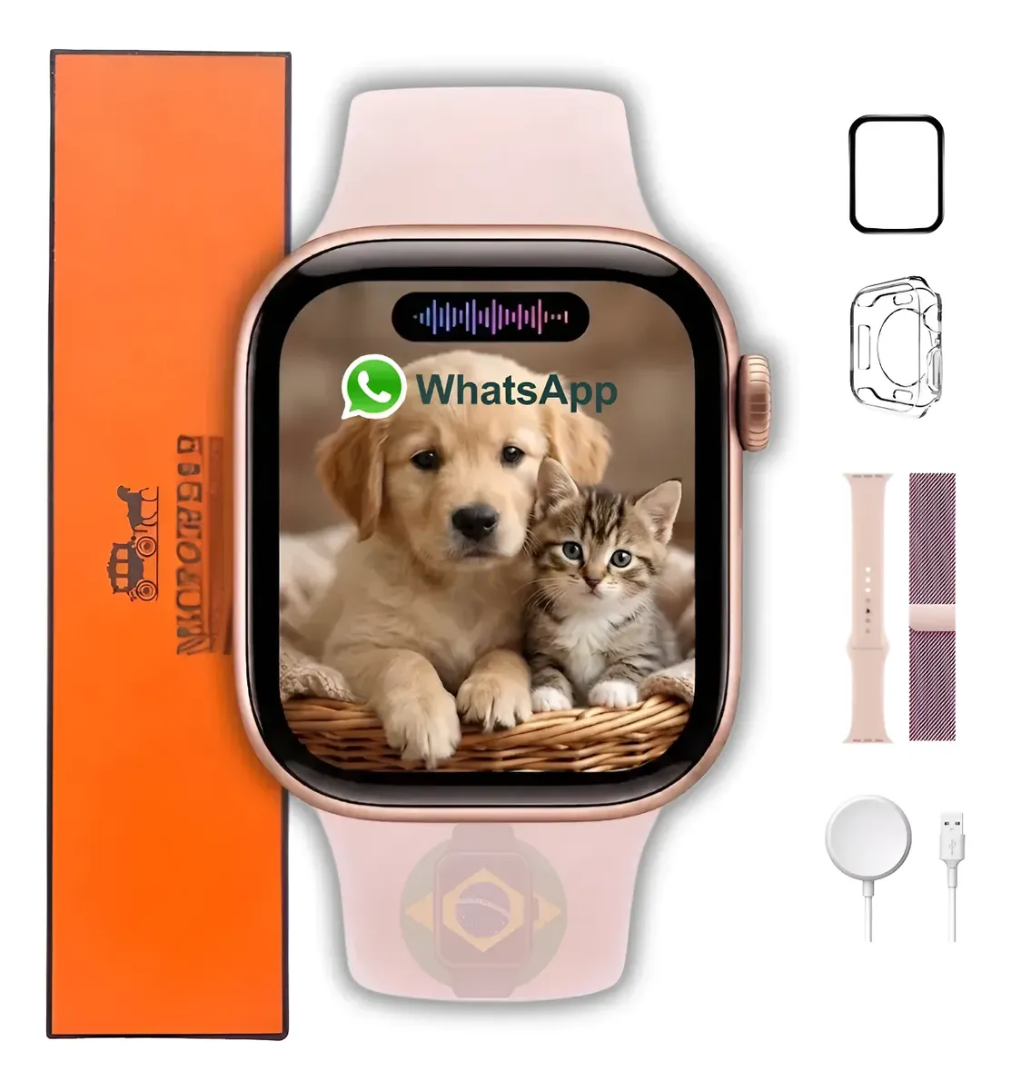 Relógio Smartwatch S11 Mini Serie 11 42mm Gps Nfc Wpp 2026 Dourado Rose