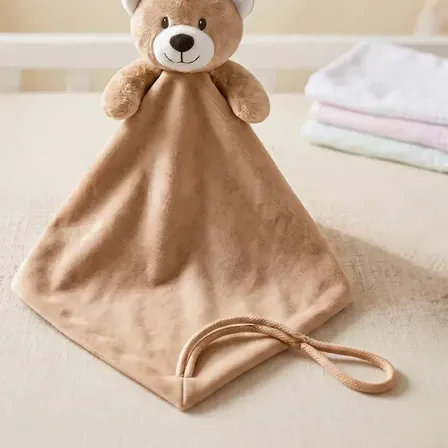 Naninha Para Bebê Macia Antialérgica Ursinho Cabeça Poá Marrom Menina E Menino Algodão Poliéster 30cm Lenço 35x35cm A Partir De 3 Meses Estimula Sentidos Presente Enxoval Quarto Marrom-claro