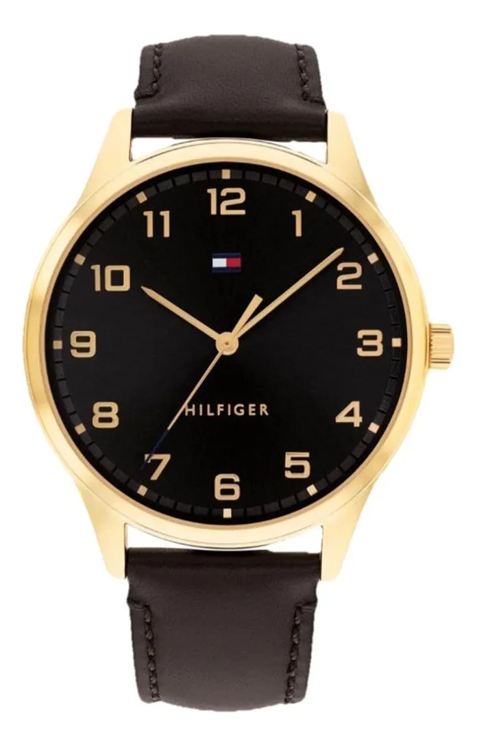 Relógio Tommy Hilfiger Th Essentials Masculino Em Couro Pret Preto