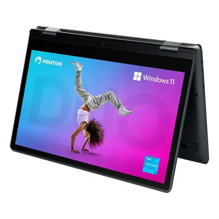 Notebook 2 em 1 Positivo Duo C8128E Intel Celeron N4500 Windows 11 Home 8GB RAM 128GB eMMC 11” LED HD IPS - Cinza