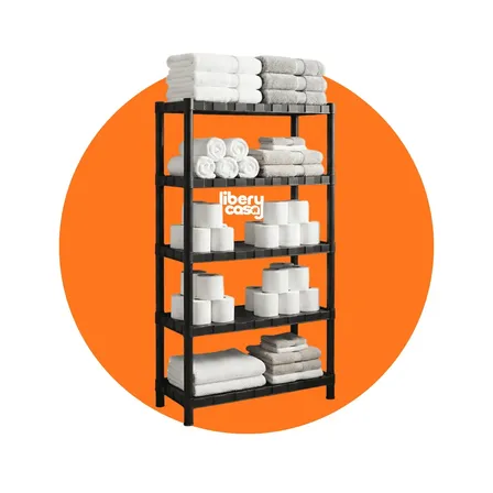 Kit 5 Estante Plastica Modular Prateleiras Multiuso Grande Organizadora Preta Super Resistente Libery Casa Para Livros Bandeja Organizador Armário Livreiro Para Cozinha Banheiro Sala Quarto Sapateira