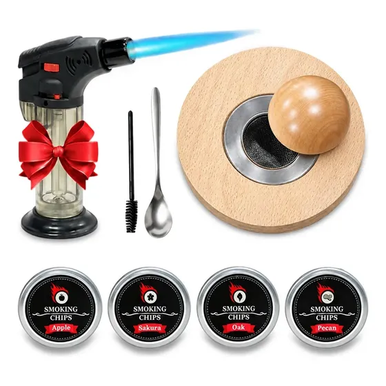 Kit Defumador para Drinks e Coquetéis com 4 Serragens Naturais Fallove