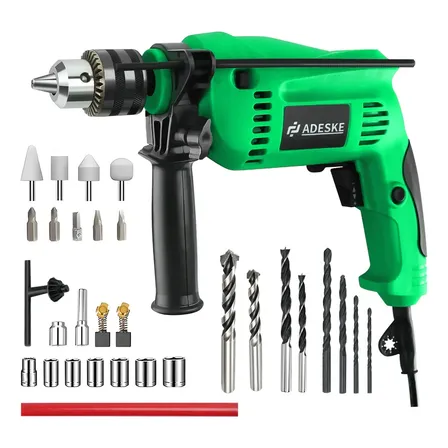 Parafusadeira Furadeira De Impacto 850w Elétrica Com Kit De Acessórios Verde 127v 60hz