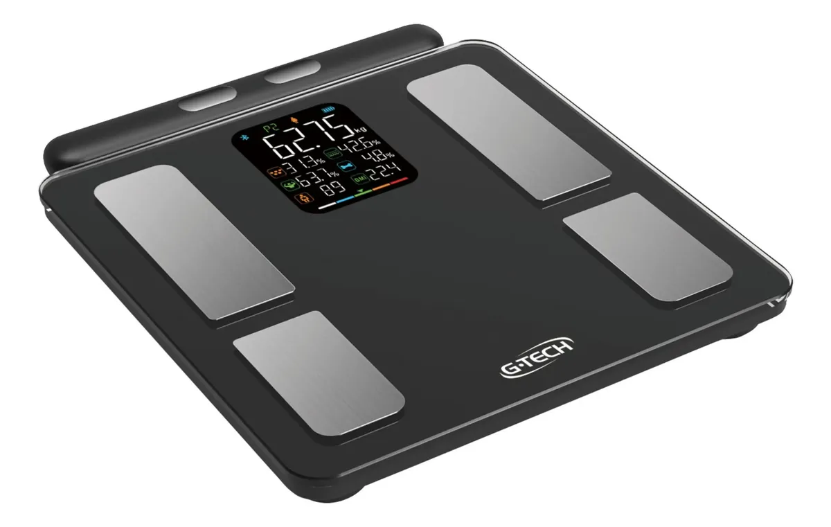 Balança Bioimpedância G-tech Body Analyzer 8 Eletrodos 180kg Preto