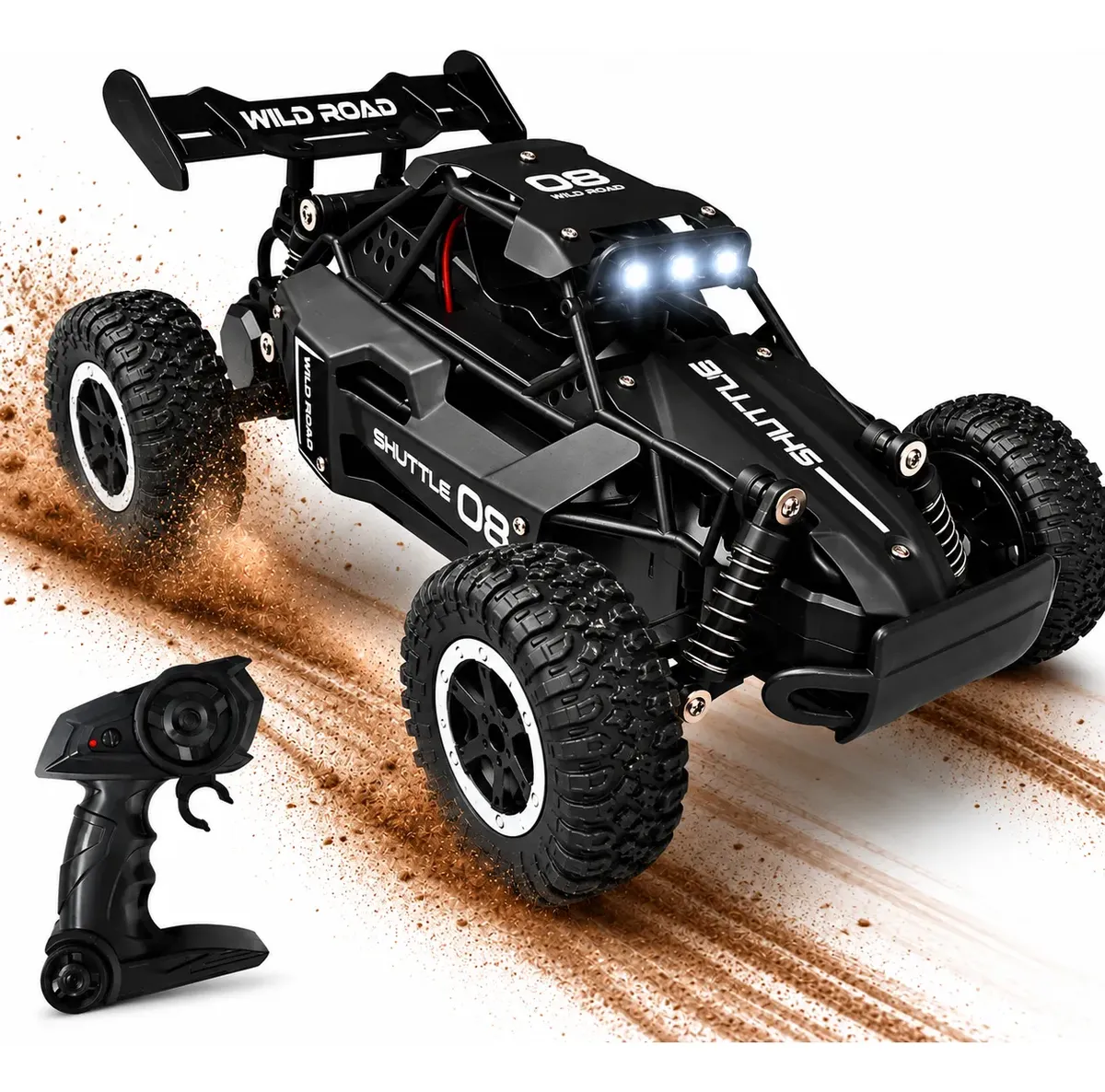 Carrinho Controle Remoto Recarregável Grande Off Road Veloz Preto