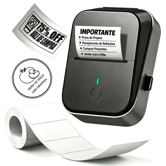 Impressora de Etiquetas Nelko PM260 — Térmica Direta, com Bluetooth e IA, ideal para Escritório e Uso Doméstico