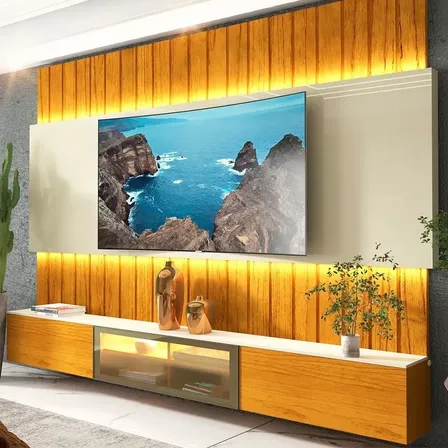 Estante Home Para Tv Até 85 Polegadas Com Led 230cm Marrom
