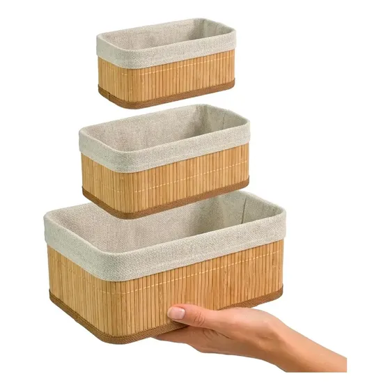 Cesto decorativo Bvx House Organizador Retangular bege 13cm de altura 20cm de largura 30cm de profundidade