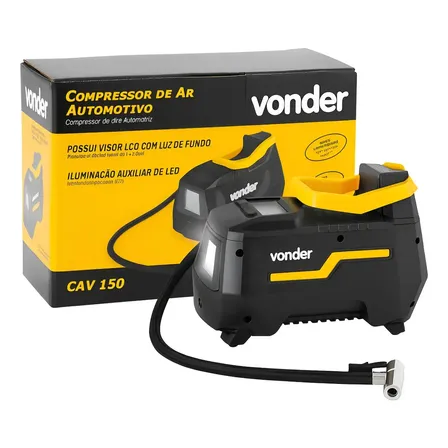 Compressor Ar Automotivo Portátil Cav150 12v Bivolt Vonder Preto