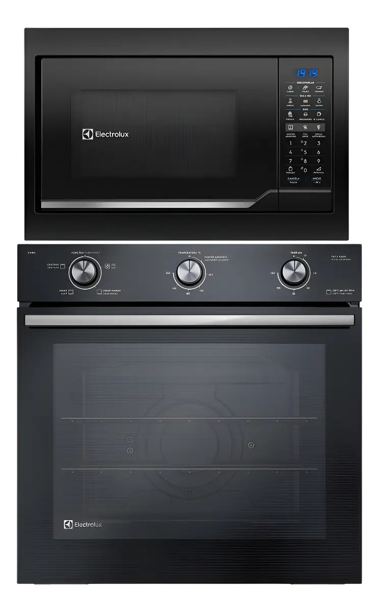 Kit Forno Elétrico Embutir 80l + Microondas 34l Electrolux 220v Preto