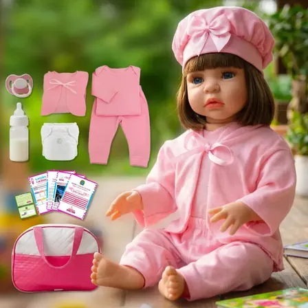 Bebe Reborn Boneca Realista Pode Banho Com Bolsa Maternidade
