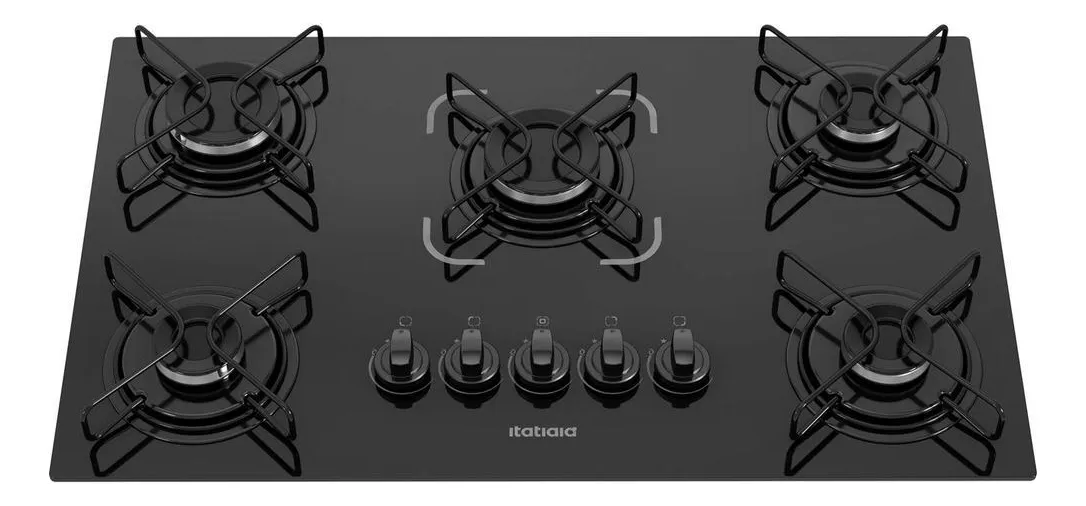 Cooktop 5 Bocas A Gás Glp Itatiaia Preto Essencial Preto Bivolt