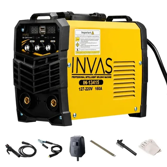 Maquinas de Solda Inversora 160a Mma Igbt Bivolt 110/220v Portátil Profissional Com Display Digital Eletrodo 2.5mm E Acessórios