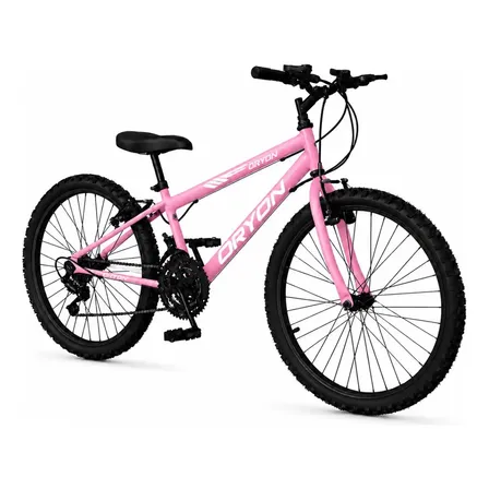 Bicicleta Infantil Aro 24 Feminina ORYON com 18 Velocidades Rosa e Branco