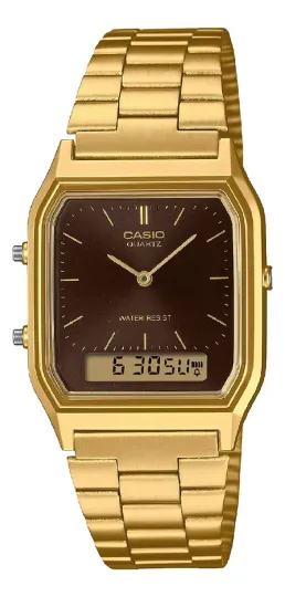 Relogio Casio A230 Unissex Dourado Com Preto Dourado Preto