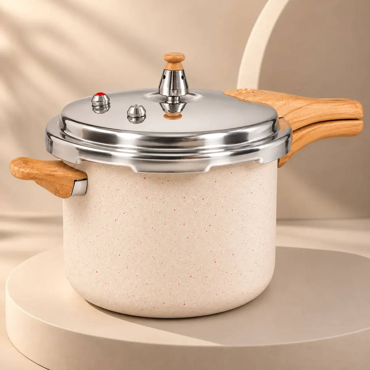 Panela De Pressão 4,2 Litros Ceramica Antiaderente Aluminio Bege