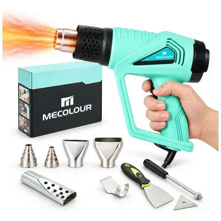 Soprador Elétrico Térmico 1500W Mecolour Com 6 bicos + Espátula + Raspador Com Ajuste Facilitado de Calor