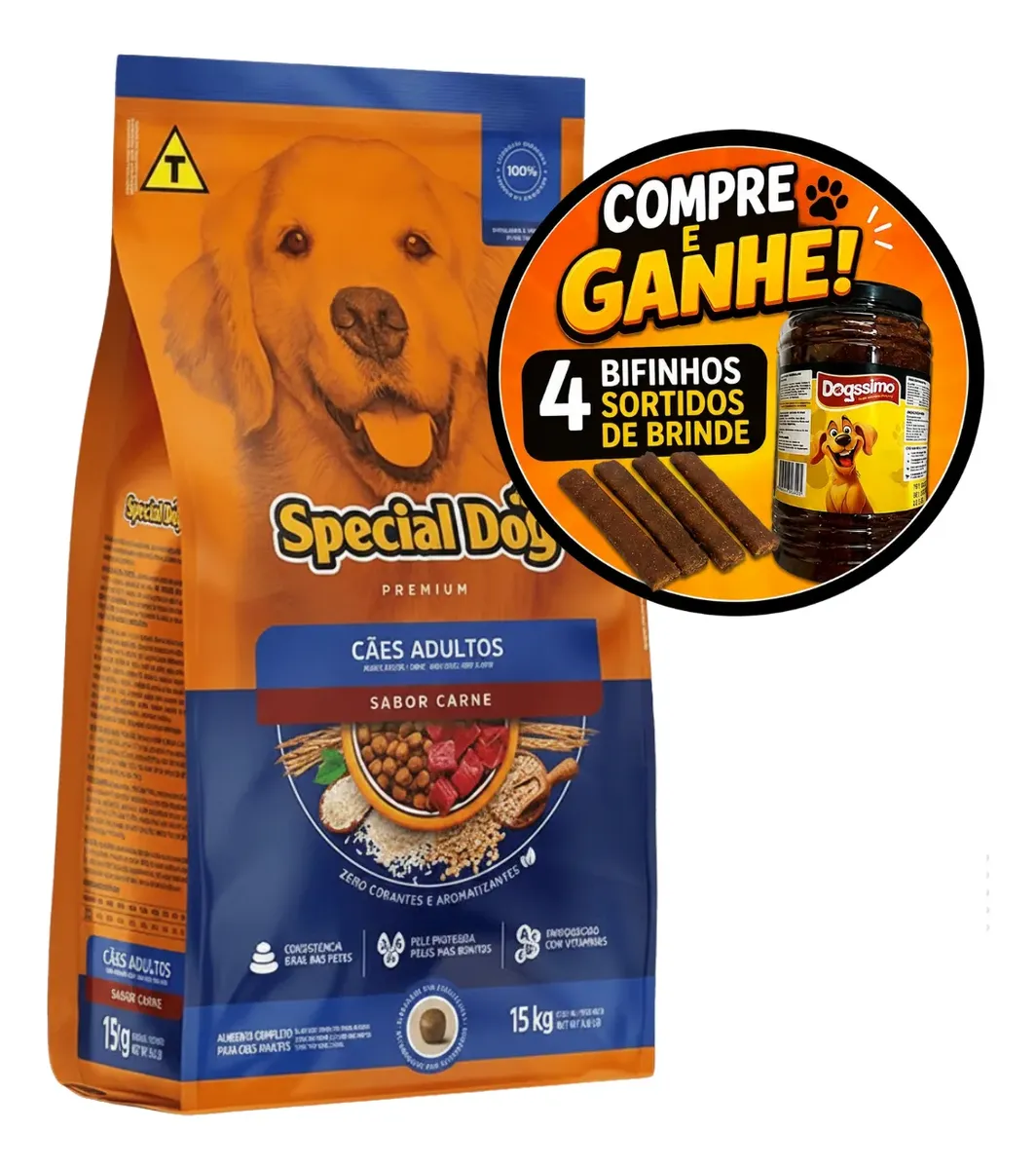 Raçao Special Dog Premium Cães Adultos Carne 15kg
