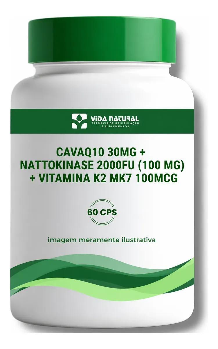 Coenzima Q10 Nattokinase 100mg Vitamina K2mk7 60 Capsulas Sem Sabor