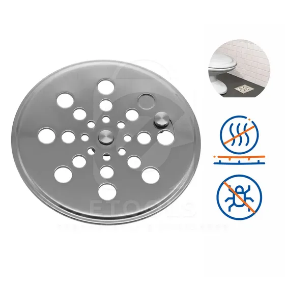 Grelha Tampa Para Ralo Redondo 10x10 Com Fecho Rotativo Aço Inox 10cm Etools Ferramentas Abre e Fecha