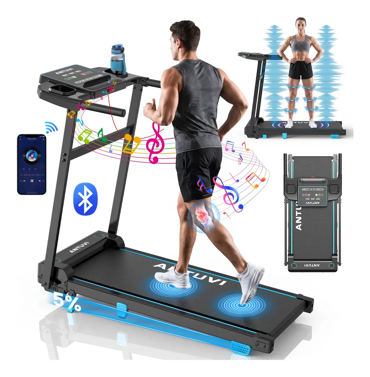 Esteira Elétrica Ergométrica + Massagem 2 Em 1 C/bluetooth