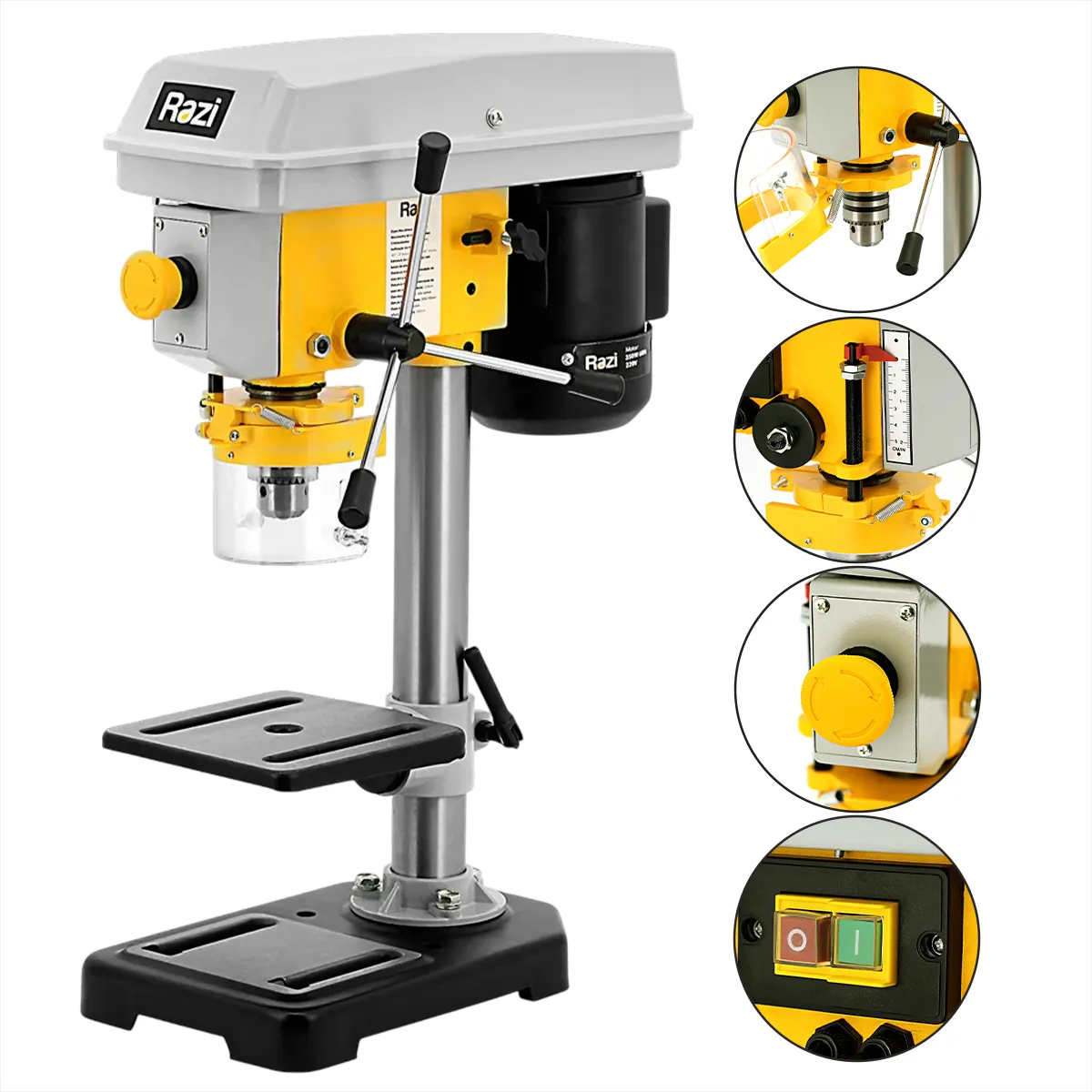 Furadeira Bancada 13mm 350w Mesa Ajustável E Inclinável Razi Amarelo 220v