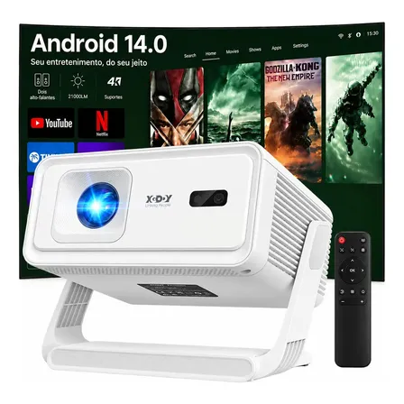 Projetor XGODY TOP A1 H Smart Portátil Full HD 1080p Android 14 com Foco Automático e Wi-Fi 6