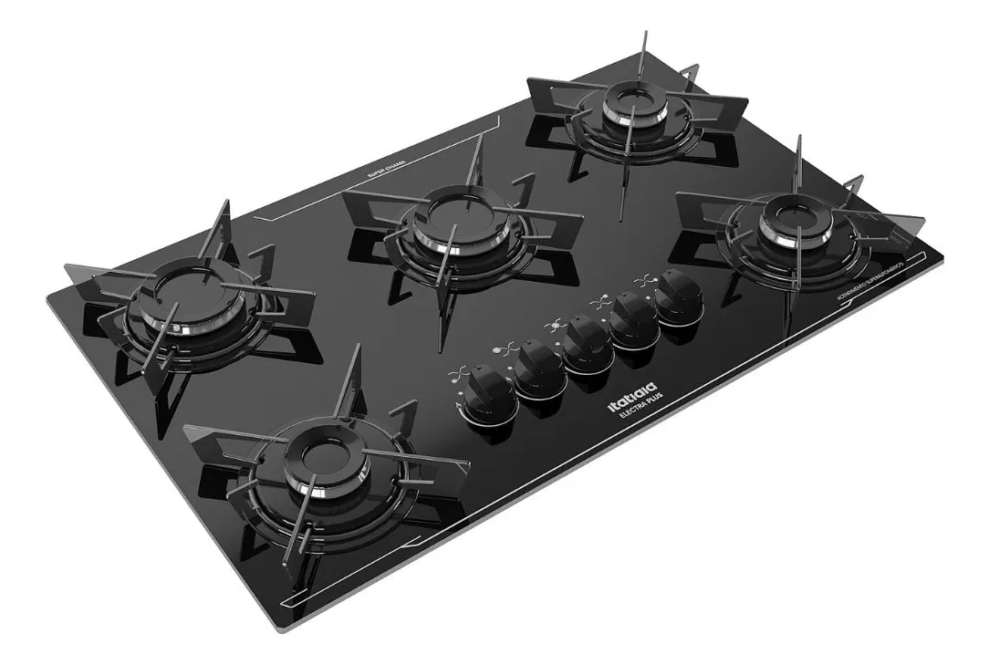 Cooktop Itatiaia Electra Plus 5 Bocas Mesa Vidro Bivolt Preto 127/220v