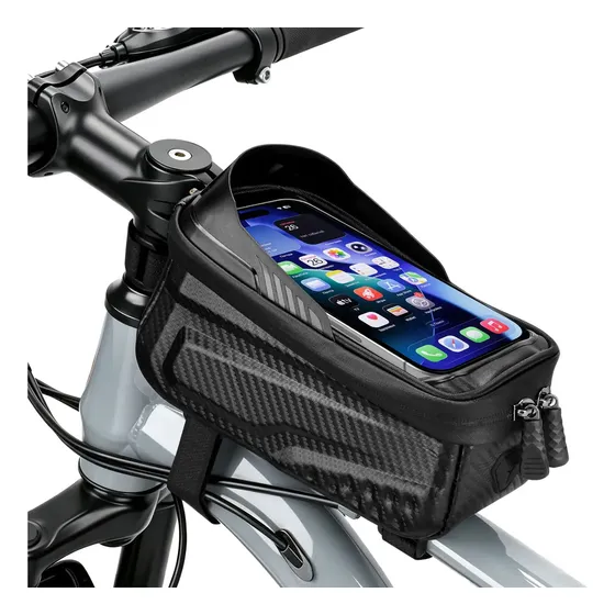 Bolsa Quadro Bicicletal Impermeável Suporte Celular Bike 2.4LGrande Capacidade Toque Sensível Preto